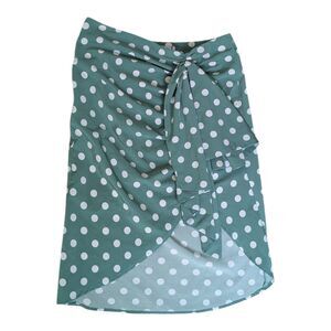 Glamaker Green Polka Dot Ruffle Faux Wrap Skirt Sz S High Waist Mini Skirt Retro